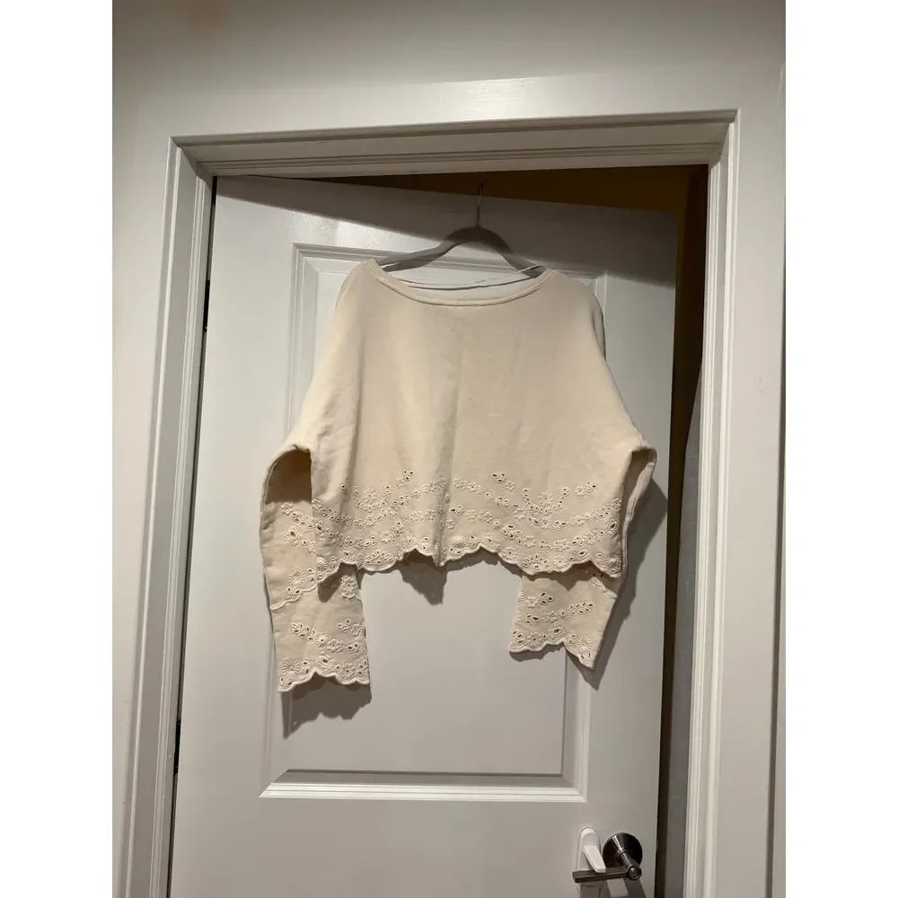 Free People Iris Embroidered Sweatshirt, NWT, size L